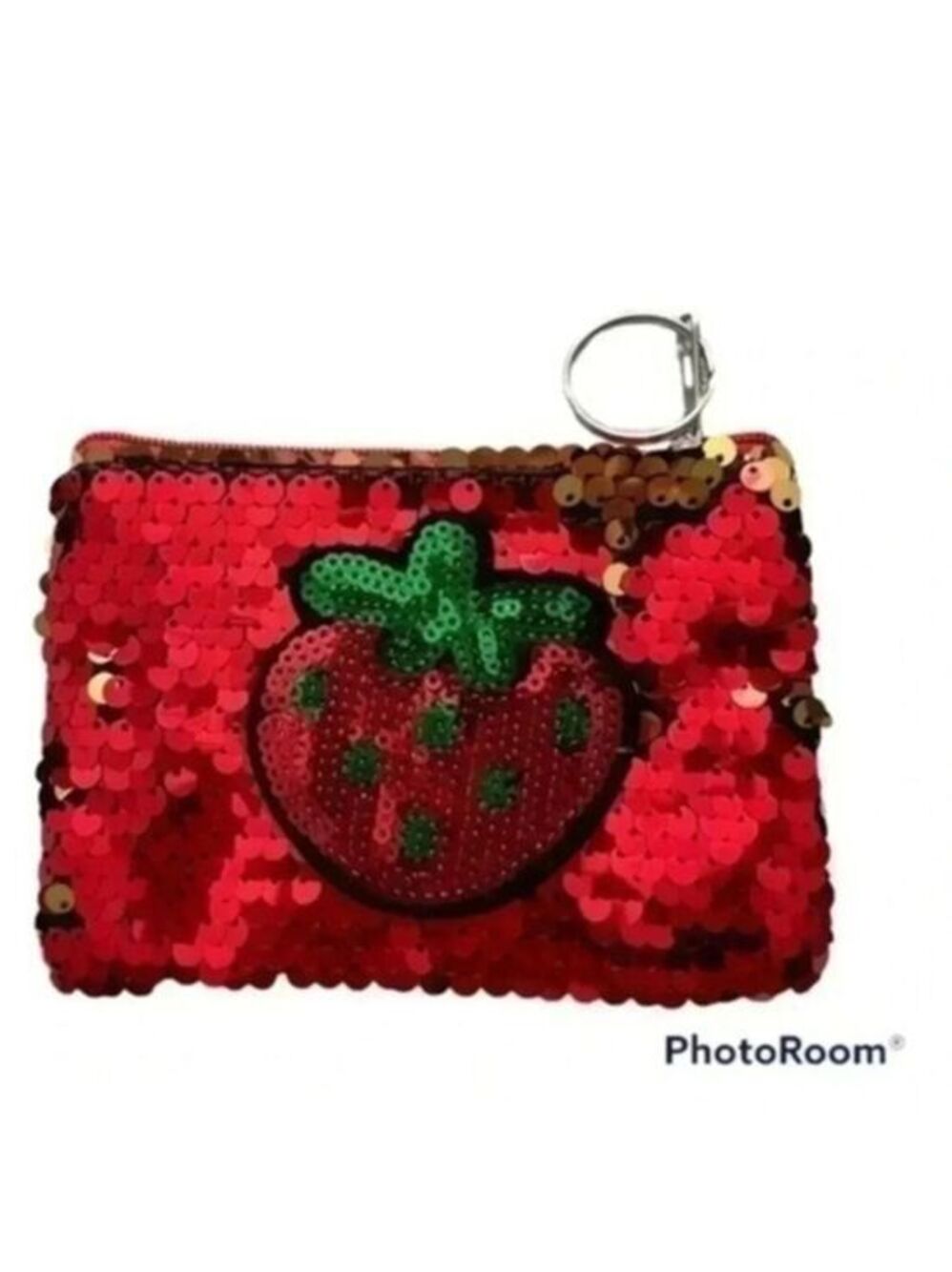 STRAWBERRIES sequin coin purse NEW